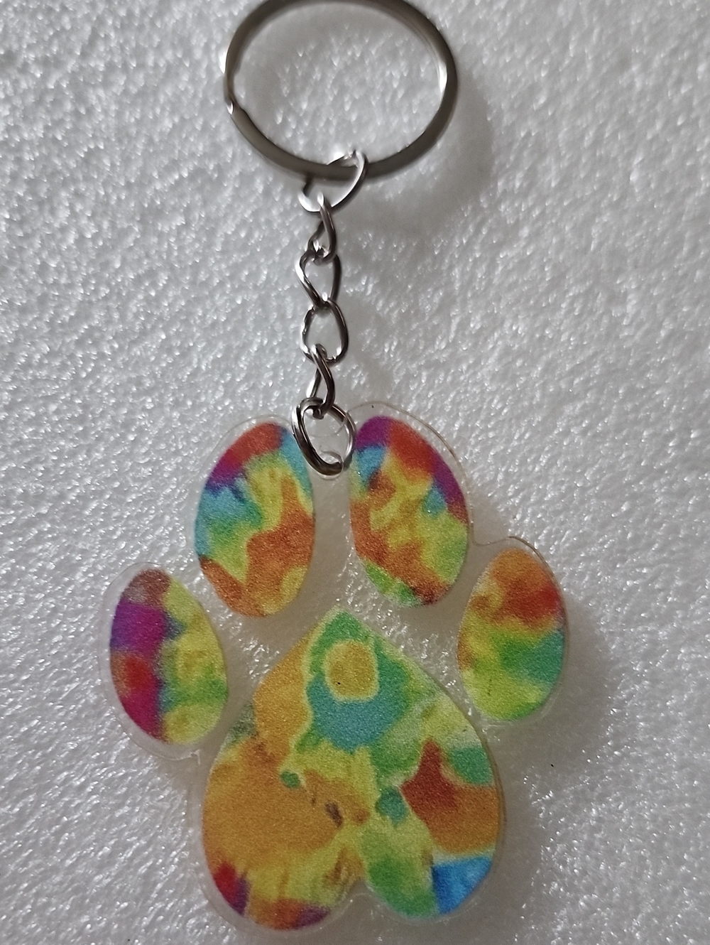 Hand Crafted Multicolor Paw Print Keychain